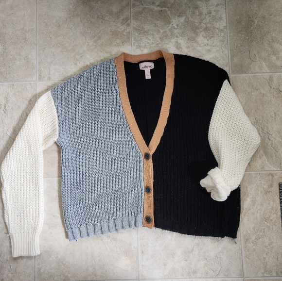 willow root Sweaters - Willow Root Colorblock Cardigan Sweater - Size Large